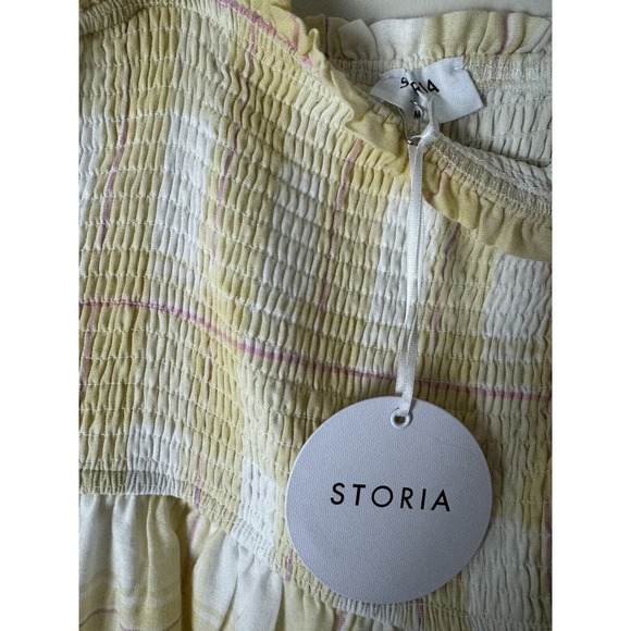 Storia Sunny Days Tiered Layered Plaid Ruffle Smocked Maxi Dress NWT Sz M - Picture 7 of 7